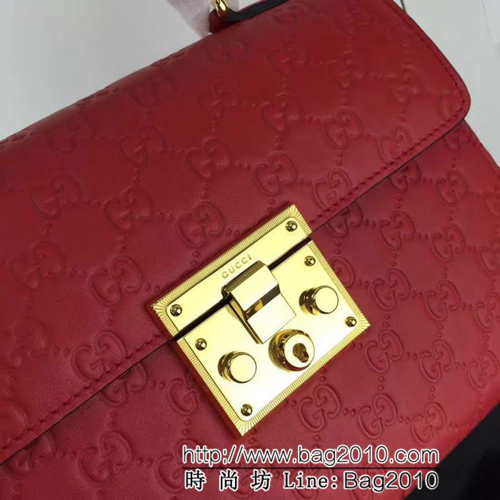 GUCCI古馳原單 新款專櫃品質原單皮質 453188 紅色全皮壓花手提單肩斜挎包 HY1025